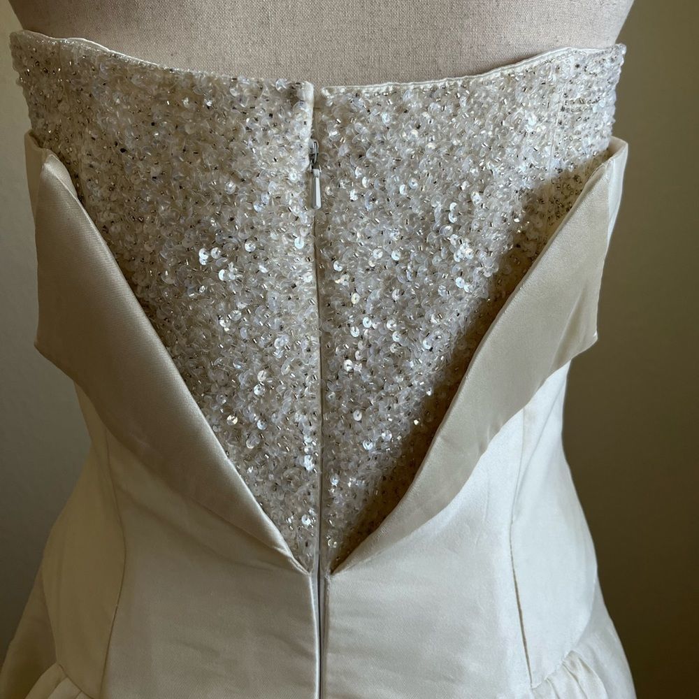Pronovias Silk Wedding Dress with Bustled Train Size 10 - Picture 6 of 10